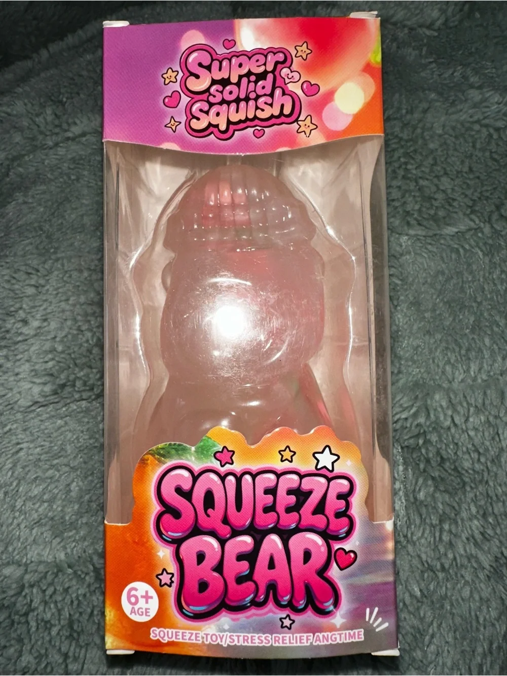 Squeeze Bear coconut oil Pink Stress Relief Toy with charms